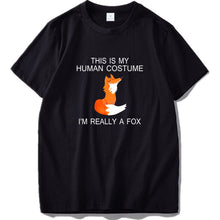 Load image into Gallery viewer, Fox T shirt EU Size This Is My Human I'm Really A Fox Funny Cute Animal Black 100% Cotton Tshirt